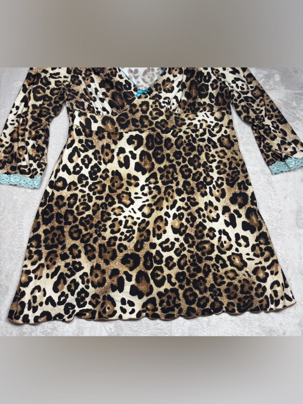 Bisou Bisou Intimates Babydoll Leopard Animal Print Mini Nightgown Dress Size XL - Picture 5 of 16